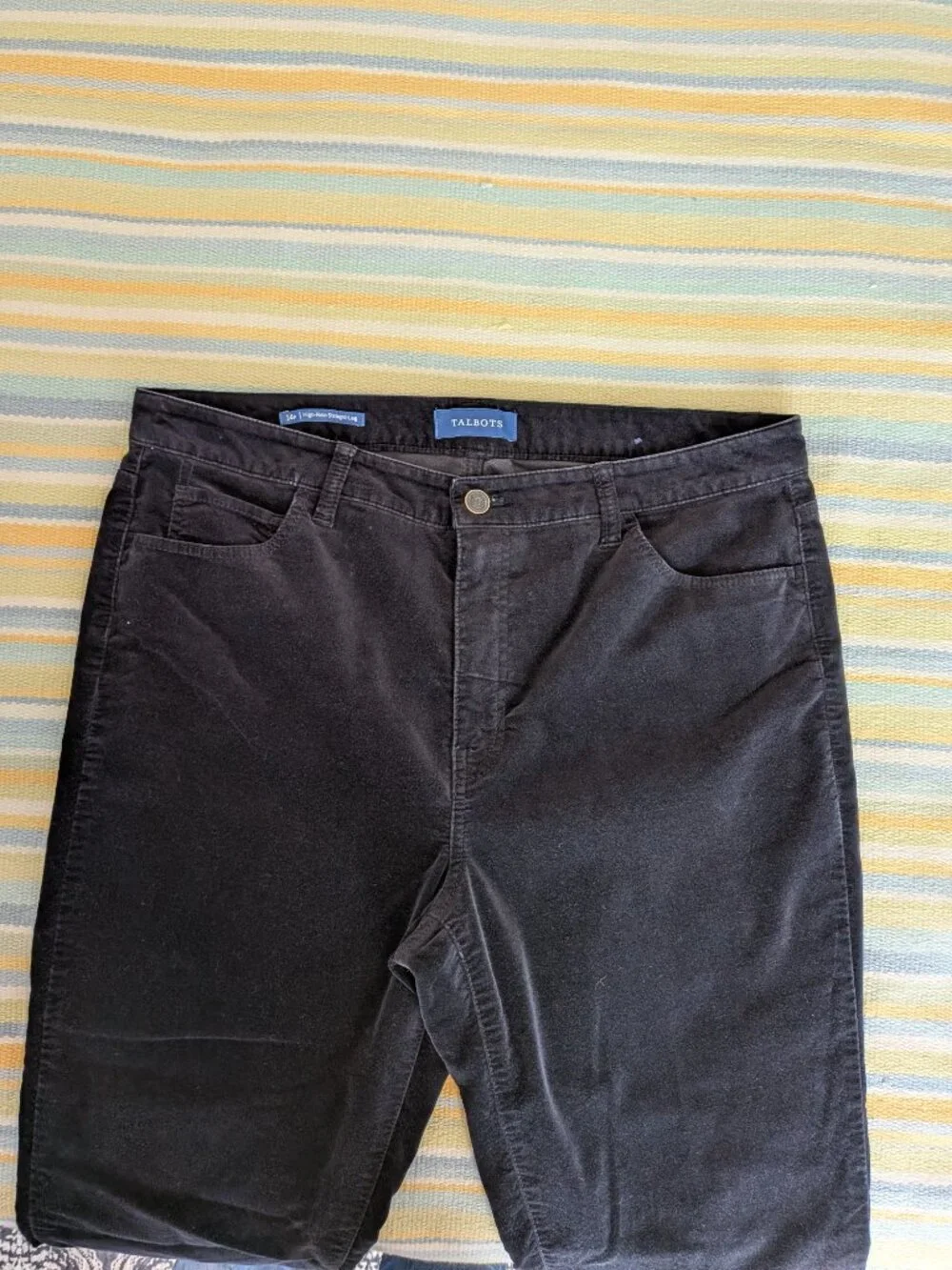⭐ Talbots High-Rise Straight Leg Black Velveteen Pants size 14P